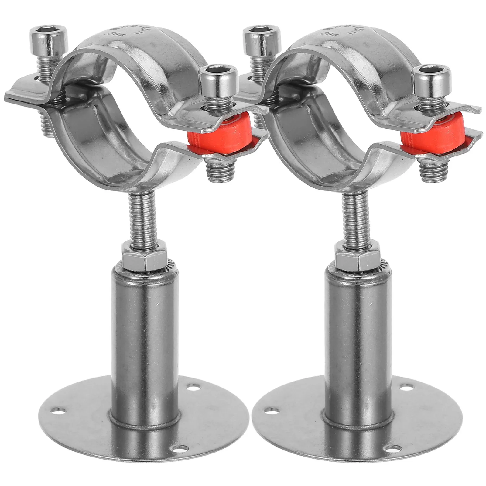 2Pcs Stainless Steel Adjustable Pipe Support Bracket Wall Mount Ceiling Mount 42-45Mm Pipe Clamp for Basement Garage Workshop