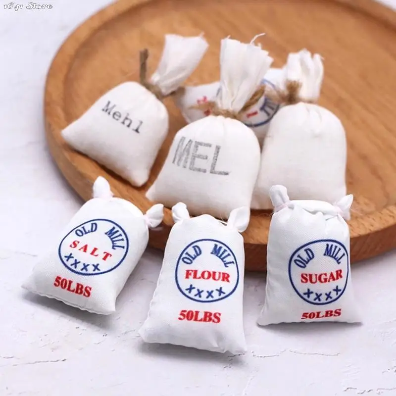 

1pc 1Pc 1:12 Dollhouse Miniature Flour Bag Condiment Bag Spice Bag Model Kitchen Decor Toy