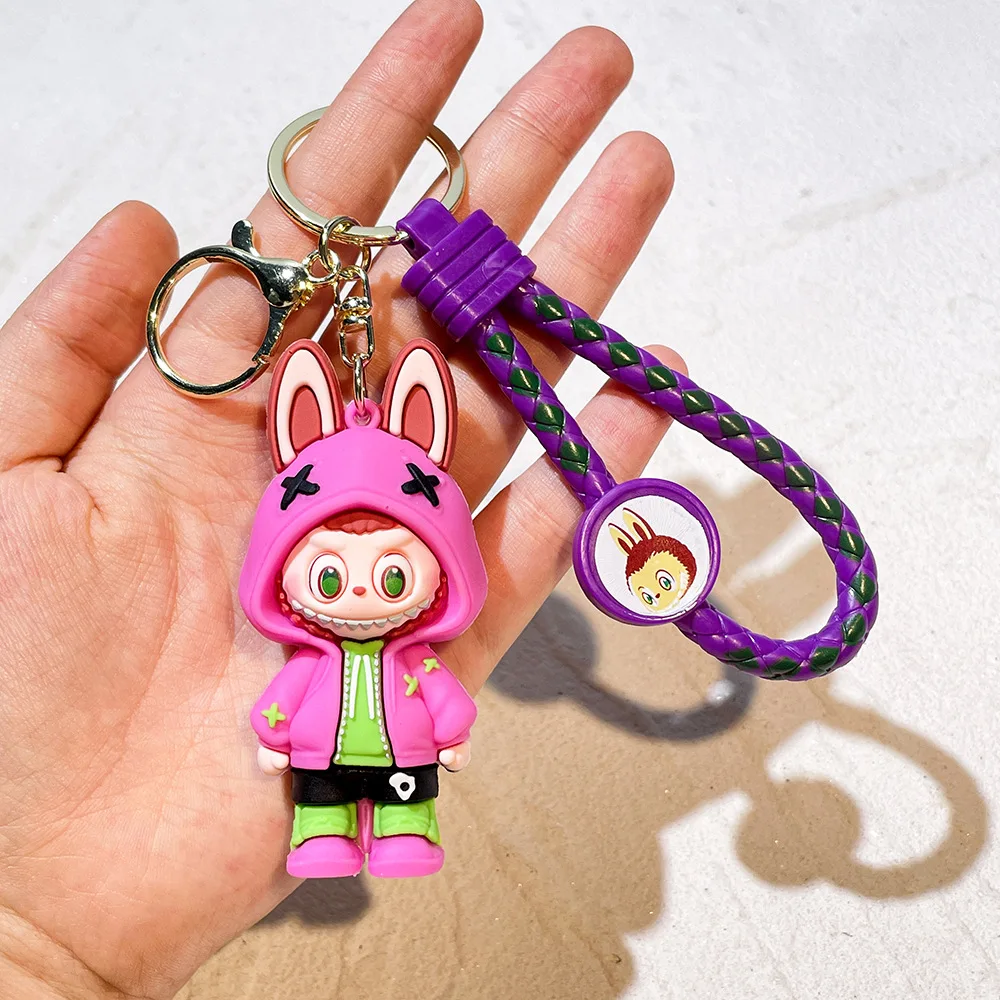 Cute Key Chain Anime Labubu Bucktooth Sheep Car Keychain for Bag Charms Doll Keyring Men Women Jewelry Wholesale Couple Gifts