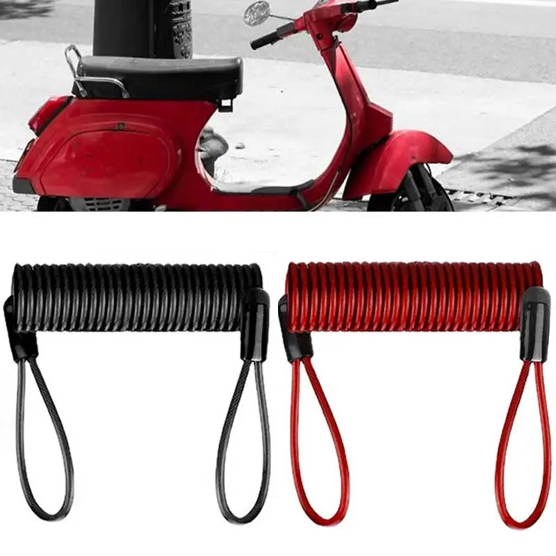 1pcs Helmet Motorcycle Disc Brake Lock Anti-theft Spring Reminder Rope 90cm 2 Looped-ends Spring Cord For External Engine Motor