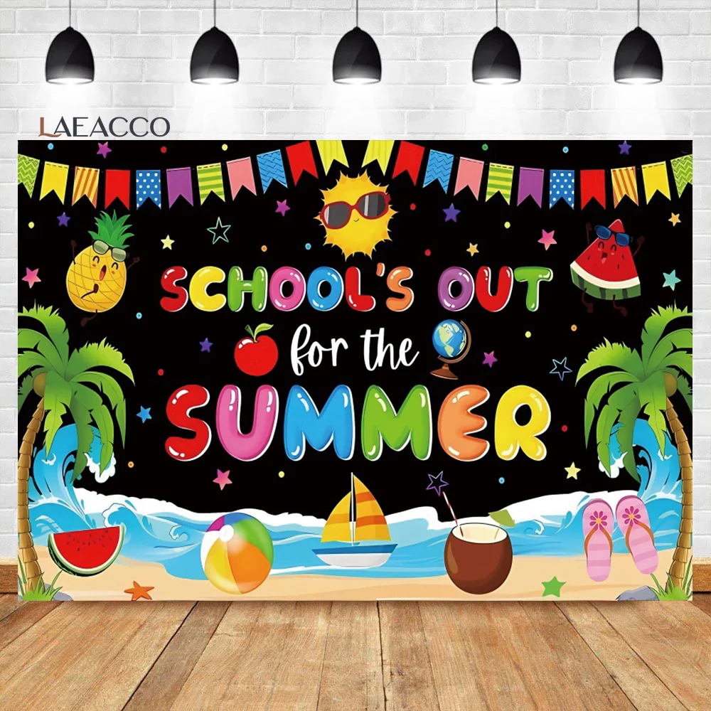 Laeacco Schools Out For The Summer Backdrop End Of School Year Kindergarten Graduation Party Kid Portrait Photography Background