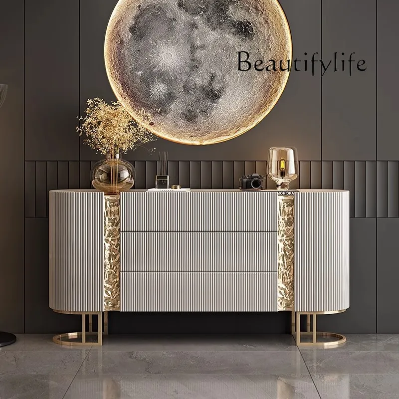 

light luxury high-end dining side cabinet solid wood multi-layer board entrance entrance cabinet living room partition locker
