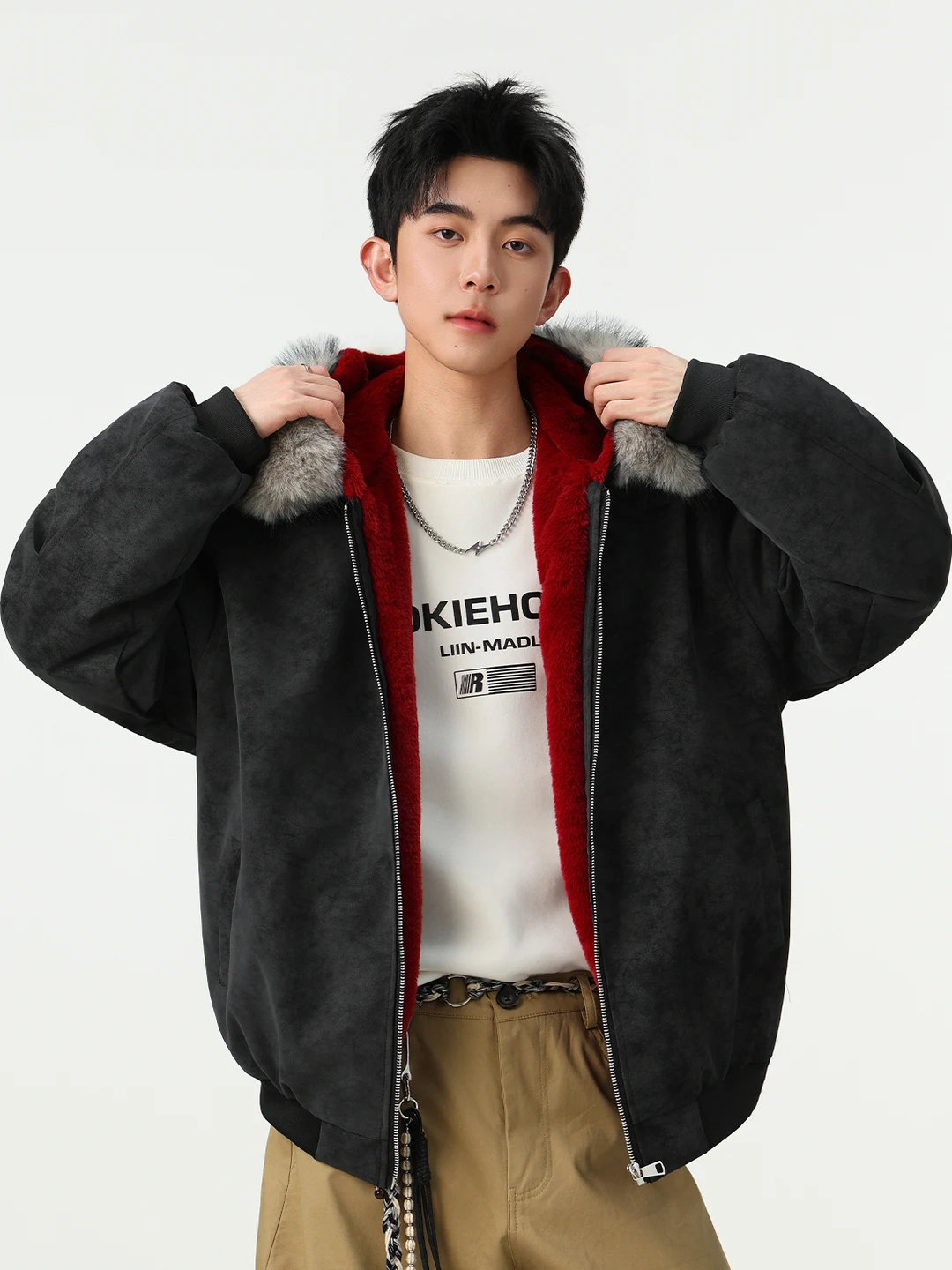 

Мужская зимняя хлопковая куртка с флисовой подкладкой и капюшоном, утепленная, из искусственной кожи, бренд Ape Eagle, молодежная, модная