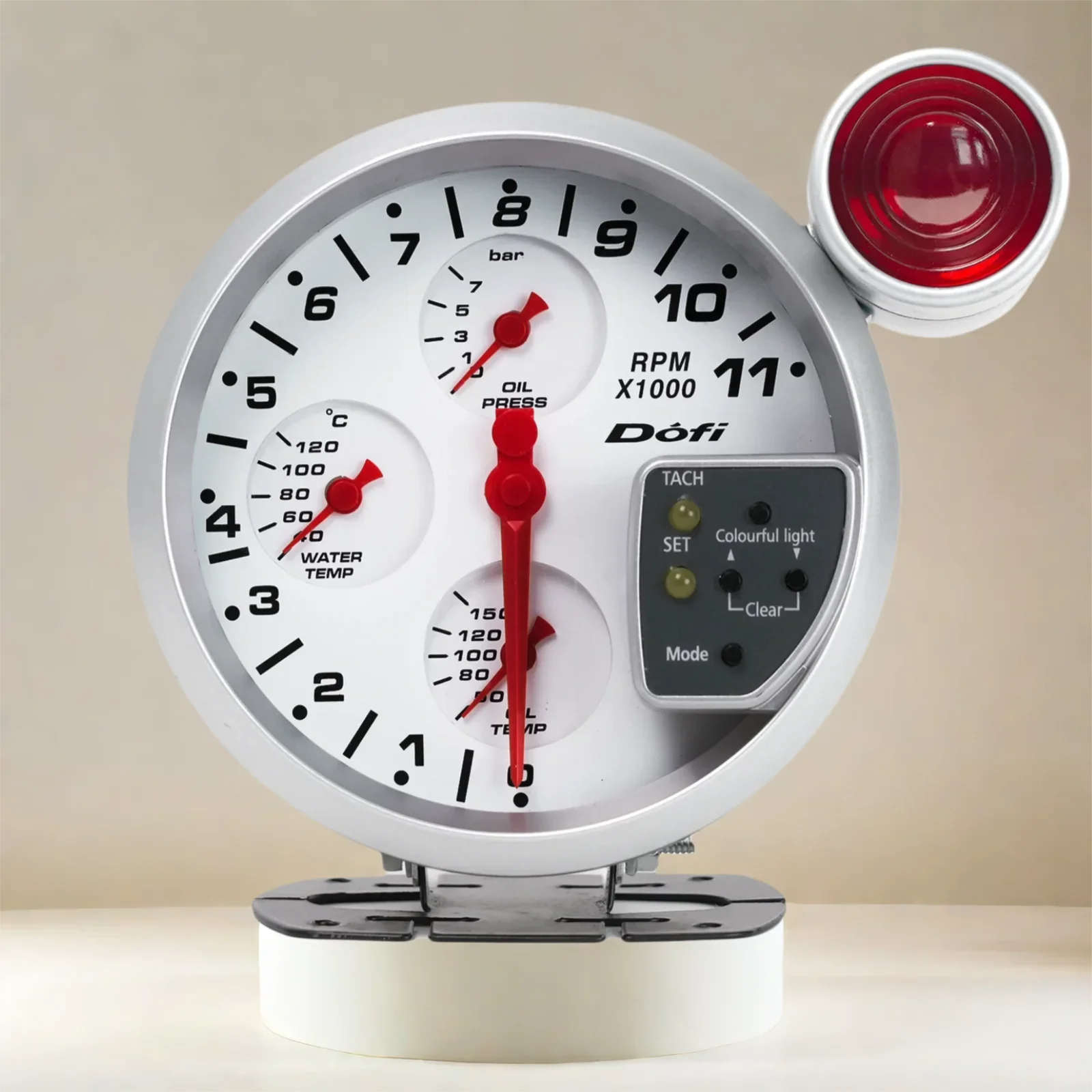 

4-In-1 5" Car Gauge Set Tachometer Water Temperature Oil Temperature Oil Pressure Gauges Multifunctional Gauge with Alarm DOFI