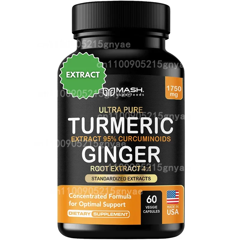 

Turmeric Curcumin Capsules | 60 Count with Ginger & Piperine - Boosts Joint, Intestinal, Skin Health & Immunity