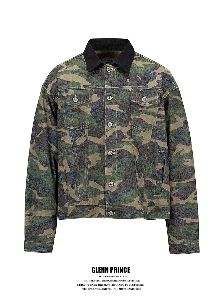 

Винтажная камуфляжная куртка GPstudio, мужская осенняя модная рабочая одежда, пальто с несколькими булавками, молодежная трендовая хлопковая одежда...