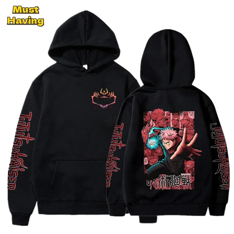Ryoumen Sukuna anime grafico stampato con cappuccio jujutsu Kaisen uomo donna felpe con cappuccio plus size felpa Harajuku pullover unisex
