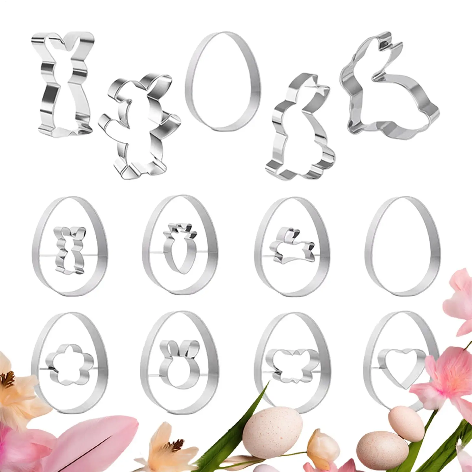 Cookie Cutter 13-Piece Stainless Steel Baking Supplies Easter Biscuits Cutter for Cutting Pastry Fondant Holiday Spring
