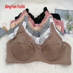 Sexy Lingerie Cotton Lined Push Up Hollow Out Floral Lace Bra Female Gather B C D E Cup Solid Brassiere Plunge Bra 36-42 C17