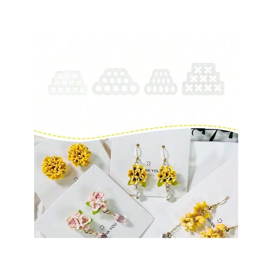 

4pcs Mini Flower Polymer Clay Cutters Clay Earring Cutters For Floral Jewelry, Polymer Clay Molds For Handmade Accessories, Cla