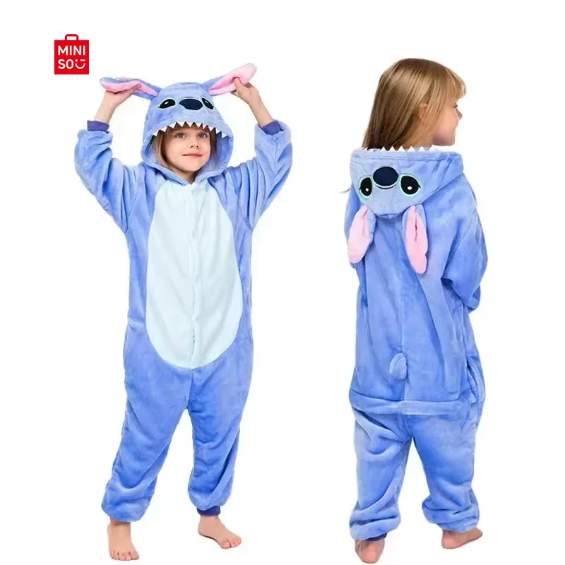 Disney Kids Lilo Stitch Cosplay Costumes Jumpsuit Kigurumi Clothes Stitch Child Hooded Loungewear Halloween Boys Girls Clothes