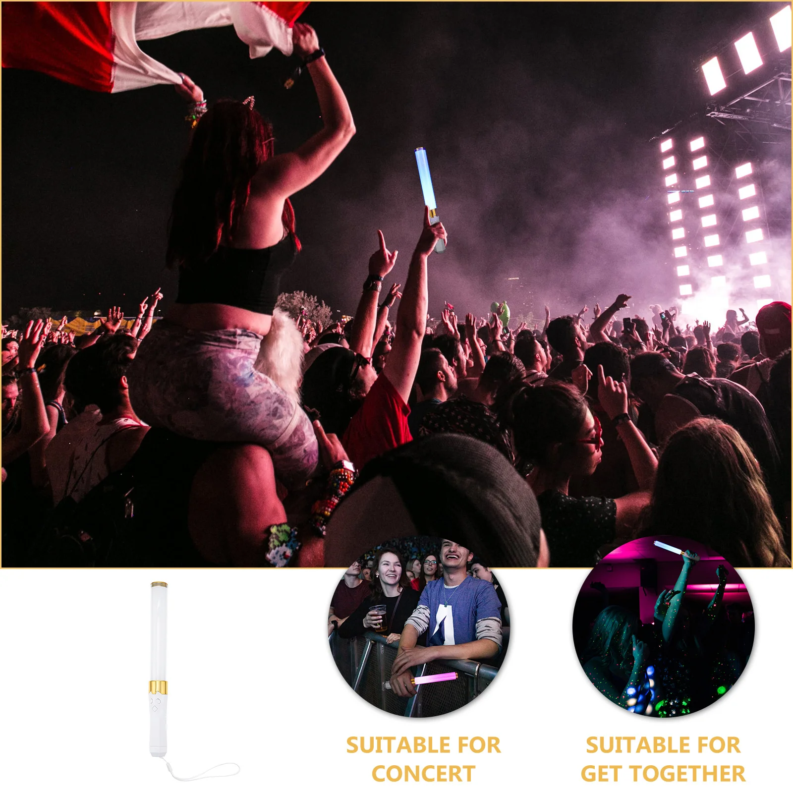 

High Brightness Flashing Glow Stick Rgb 15 Colors Light Stick for Concert Party Festival Handheld Wand Durable