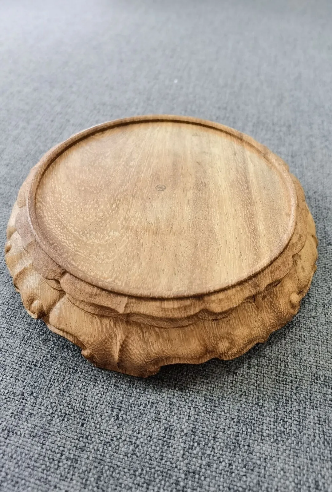 

3.9in China Hua-li wood rosewood carved circular desk wooden stand shelf display