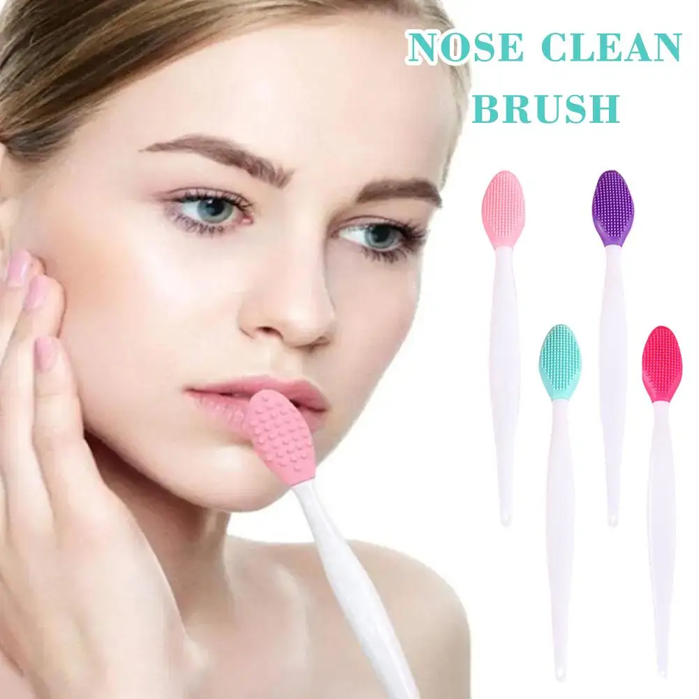 New Silicone Cleaning Brushes Long Handle Nose Clean Blackhead Exfoliating Brush Face Wash Brush Nose Tools Removal Q5t0