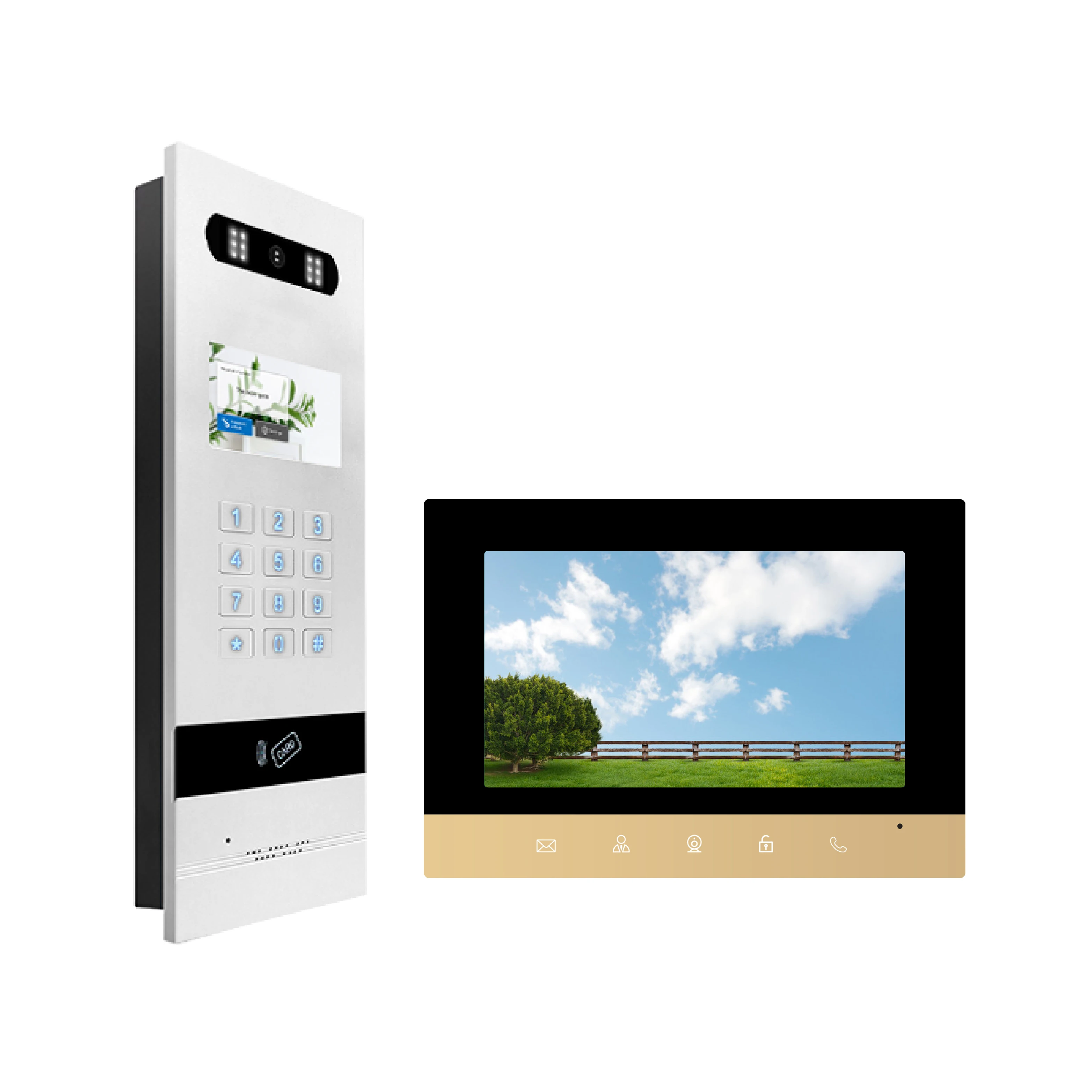 Ankartech-intercomunicador IP para puerta de apartamento, compatible con dos estaciones de timbre al aire libre, frente a ocho pantallas interiores