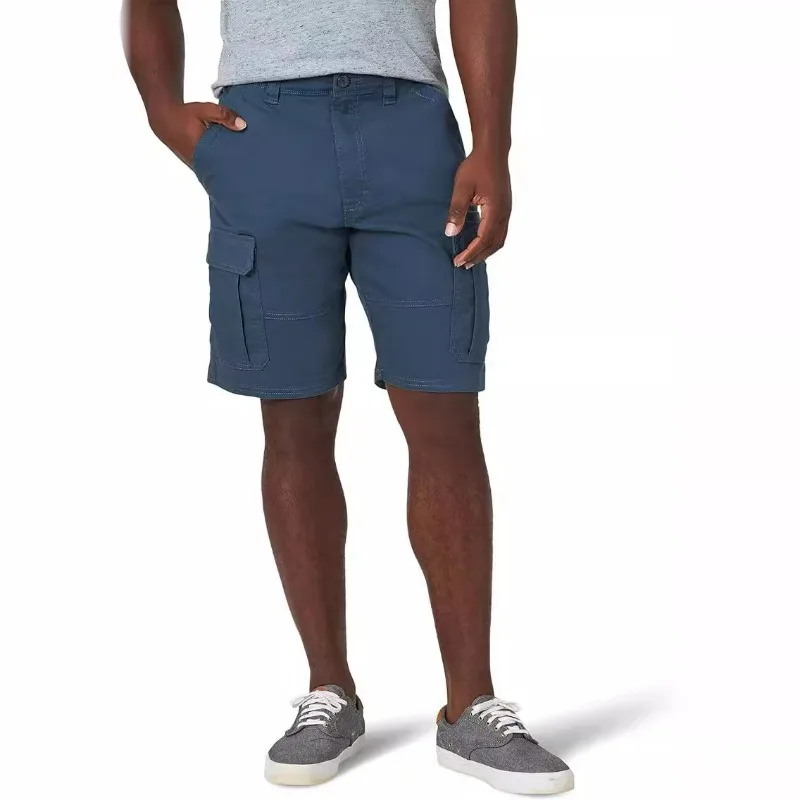 KIDWHXR Summer Knee Length Pants Men Simple Solid Multi-pockets Male Shorts Loose Outdoor Sport Casual Man Straight-leg Shorts