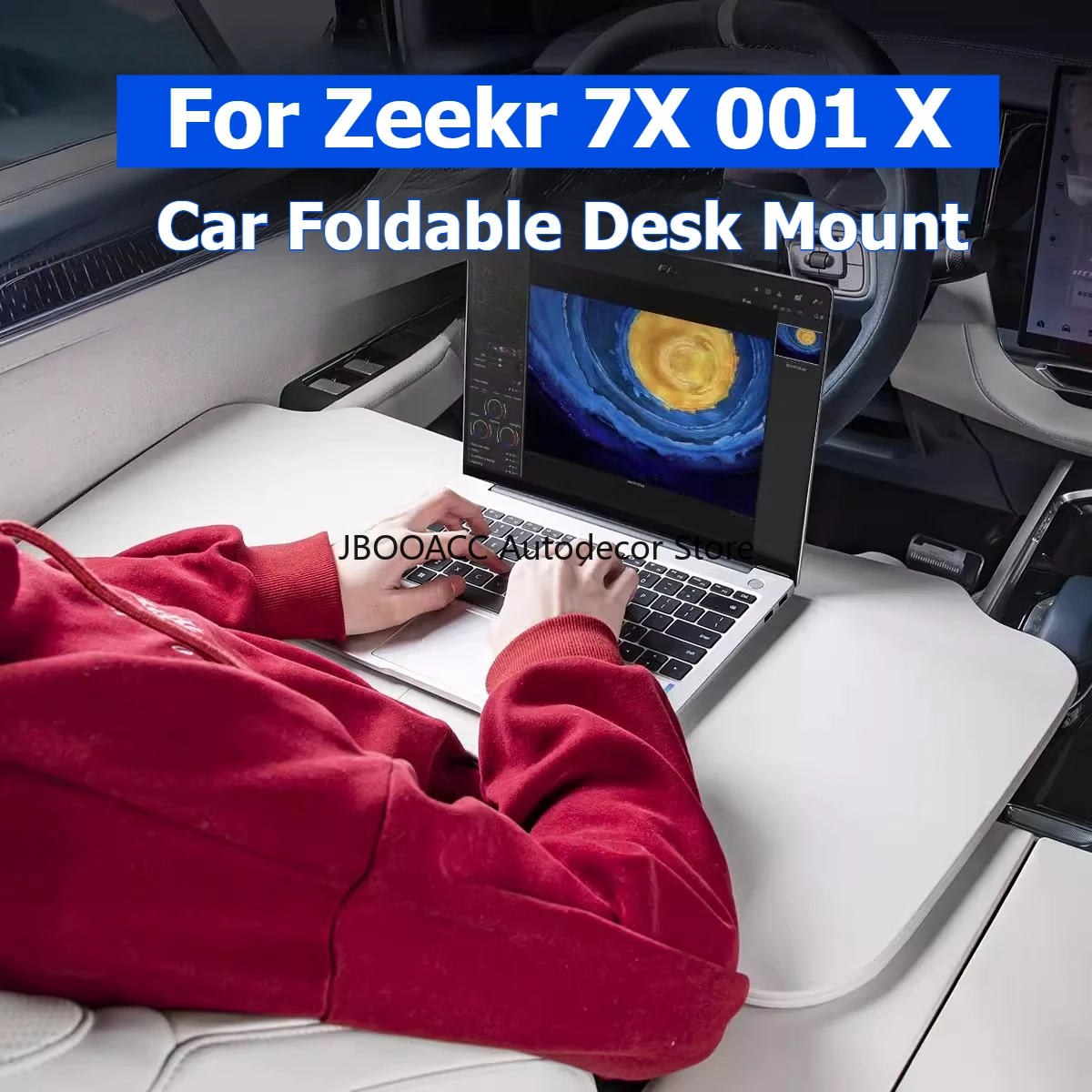 For Zeekr 7X 007 001 MIX 2024 2025 Car Steering Wheel Board Laptop NAPPA Leather Foldable Desk Mount Eating Tray Folding Holder