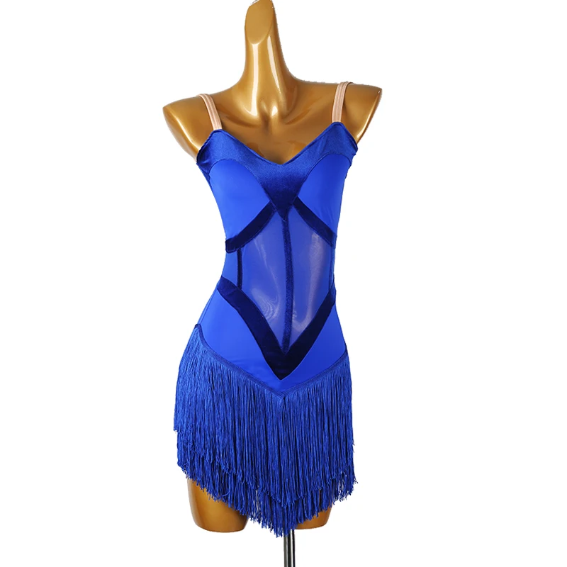 

Sexy Latin Dance Dress Fringe Women Performance Salsa Rumba Party Practice Clothes Sleeveless Samba Stage Dancewear Costumes