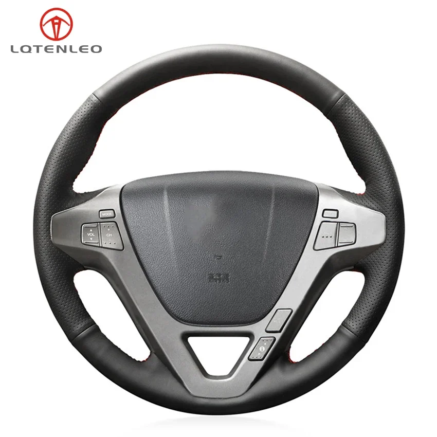 LQTENLEO Black Artificial Leather Car Steering Wheel Cover For Acura MDX 2007 2008 2009 2010 2011 2012 2013