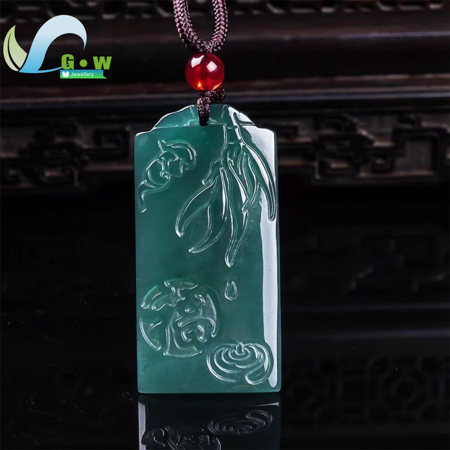Natural A Grade Jadeite Bamboo Joint Pendant Rising Progress Step Up Symbol Green Jade Hanging Necklace Ornament Unisex Male