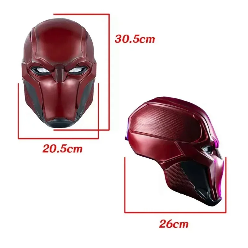 男性用の赤いフード付きヘルメット,完全な樹脂ヘッド,コスプレ衣装,レプリカ,パーティーアクセサリー,派手なmn3