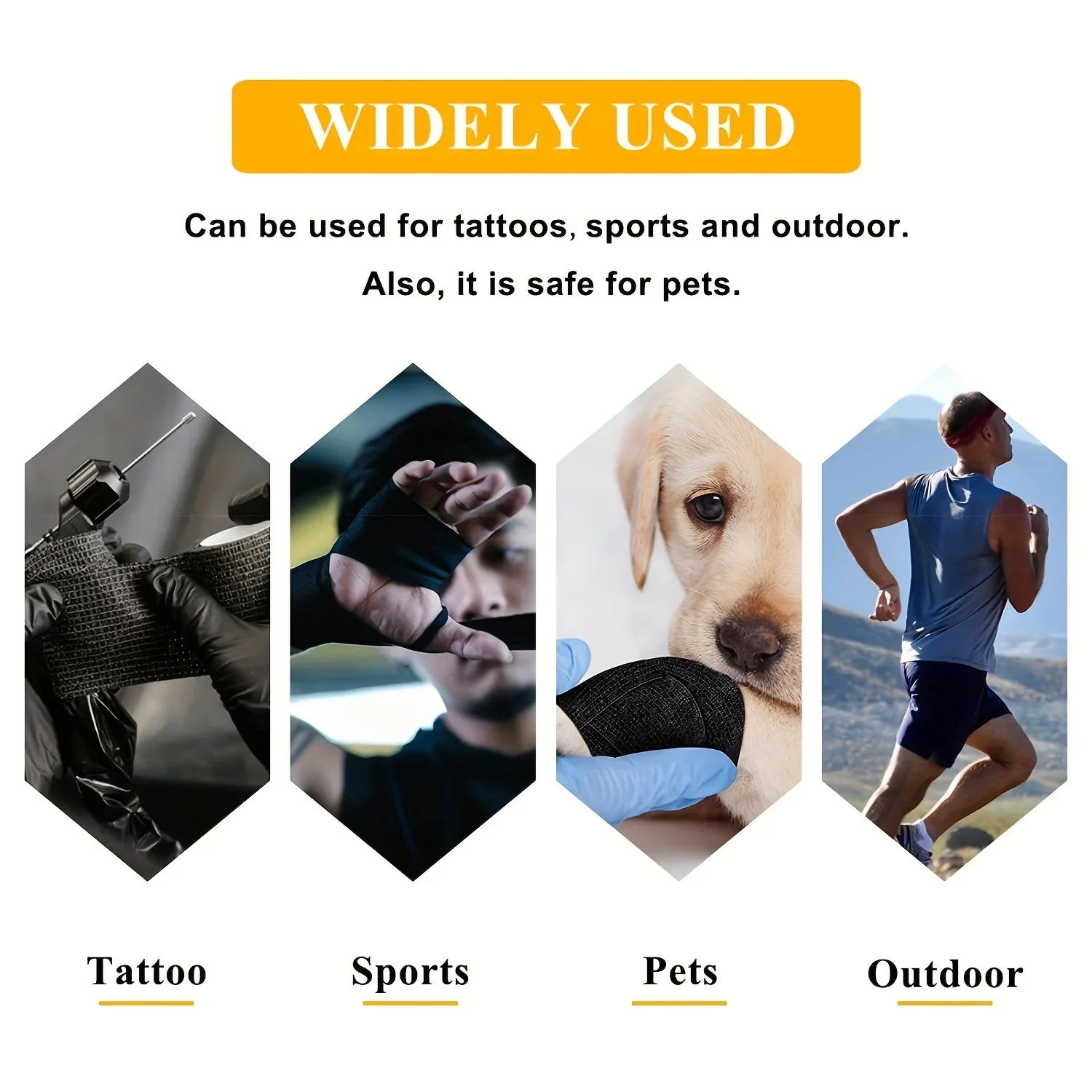 48/24/3PCS Black Tattoo Grip Cover Wraps Self-Adhesive Elastic Bandage Tape Breathable Strong Sports Tape Athletic Bandage Rolls view 6