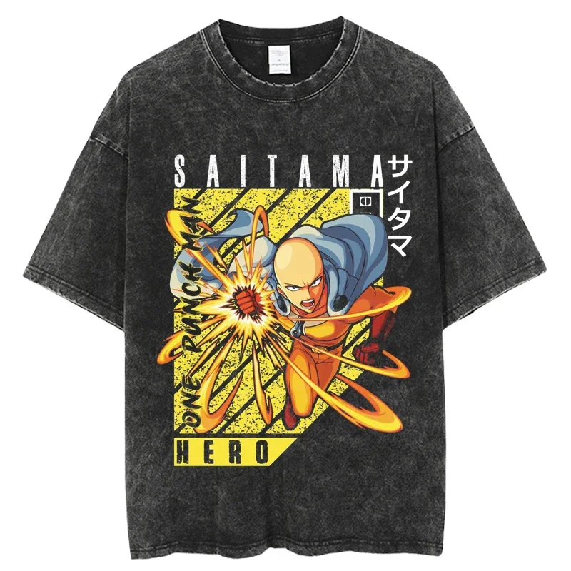 

Punk Fashion Harajuku Casual T-Shir Anime One punch O-Neck Short Sleeves Casual Loose Man Oversized Hip Hop Unisex T-Shirt