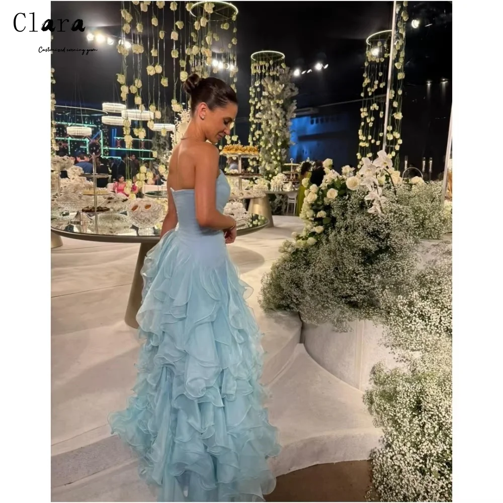 Clara personalizado A-line multicapa tubo superior fuera del hombro vestidos de noche 2025 mujer de lujo elegante vestido de noche vestido largo de fiesta