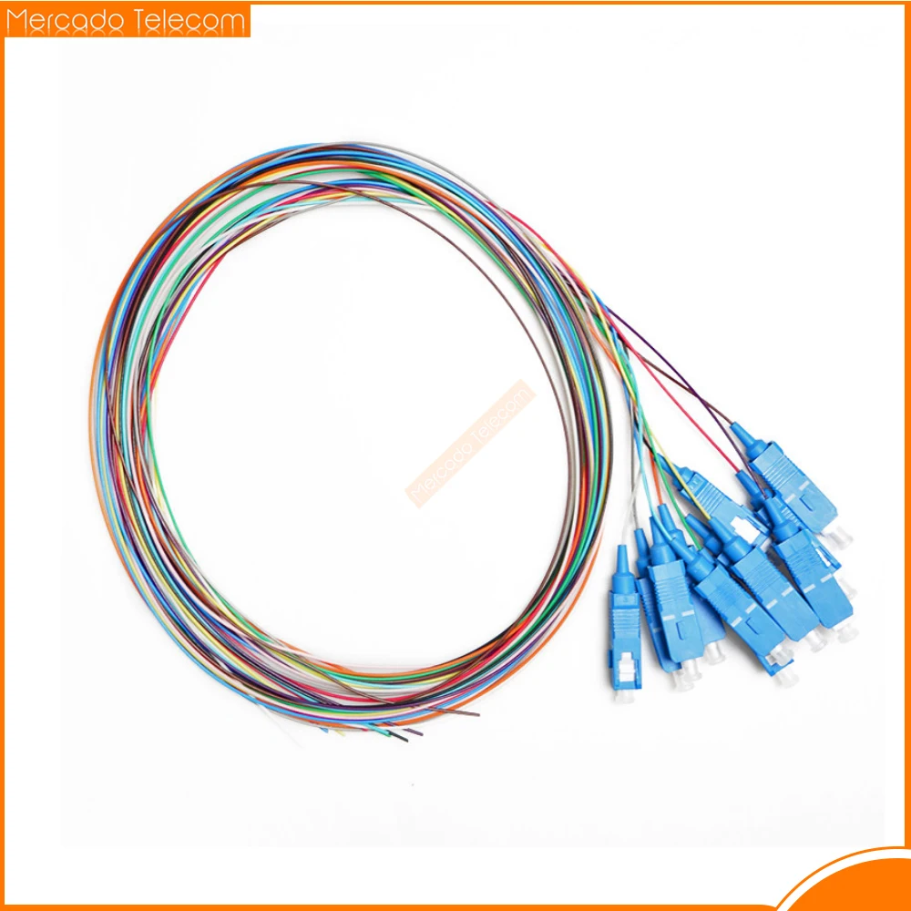 12 colors SC/UPC Single Mode fiber optic SM 9/125 pigtail PVC 0.9mm optical fiber cable ftth