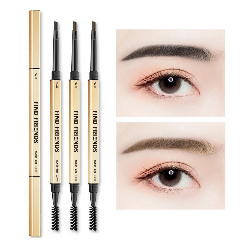 Small Gold Bars Rotable Eyebrow Pen Extremely Fine Double-headed Eyebrow Pencils Lasting Waterproof Smooth Wild Brow Cosmetics