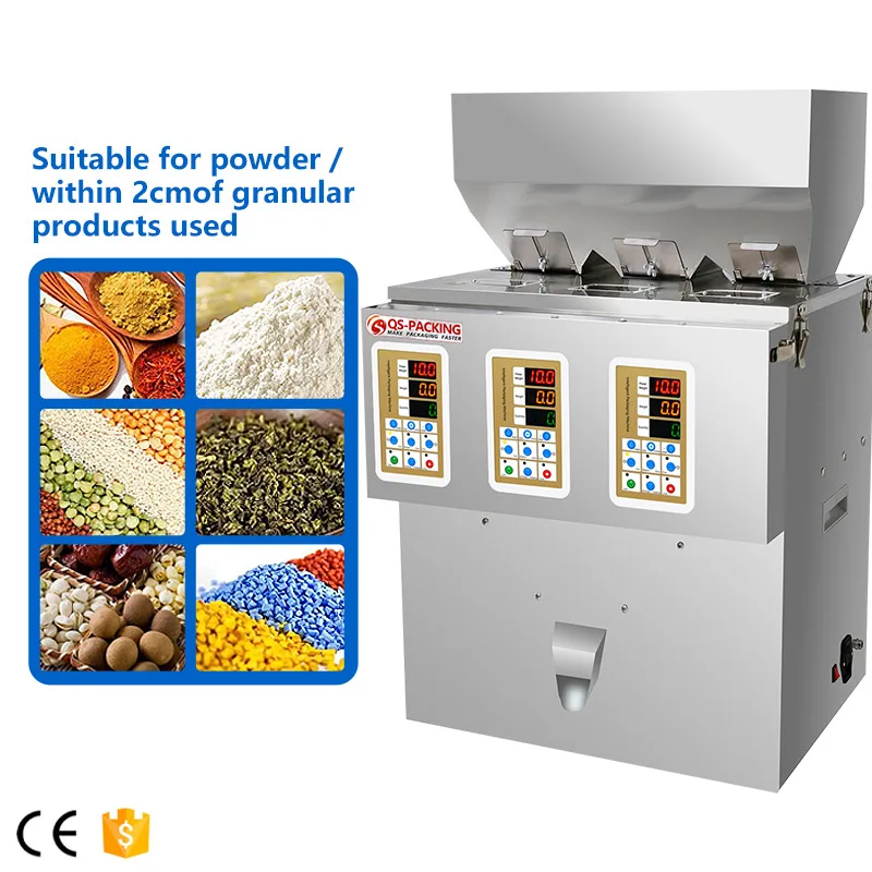 Small Manufacturing Machines Tea Weighing and Packing Filling Machine 3 Head Weighing Small Packing Machine