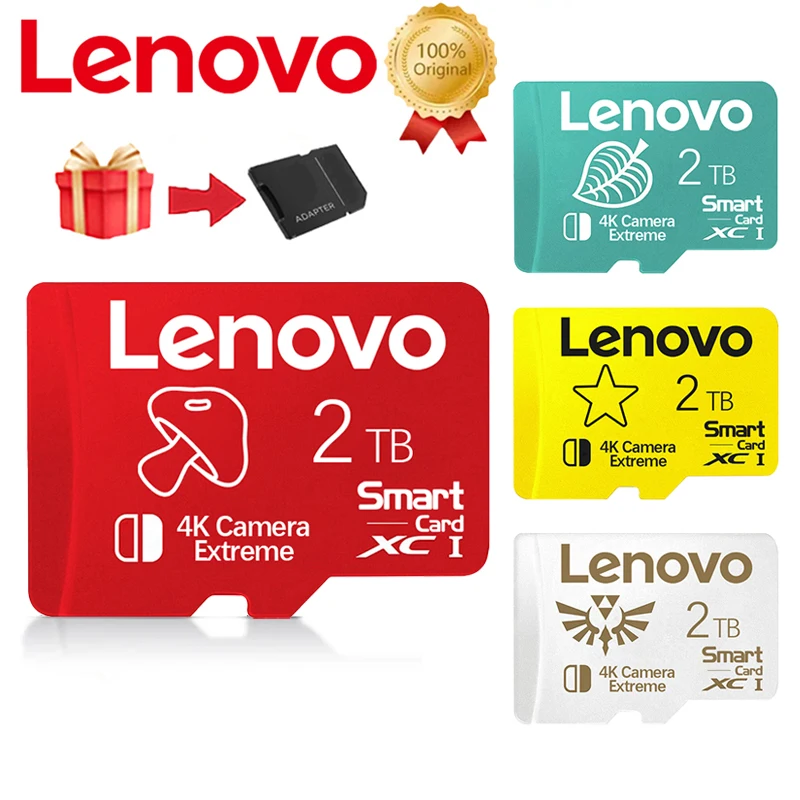 Lenovo-Cartão de Memória Original de Grande Capacidade, Cartão Flash de 128GB, Cartões SD, 512GB, 1TB, 2TB, Alta Velocidade, Mini TF Card para Nintendo Switch