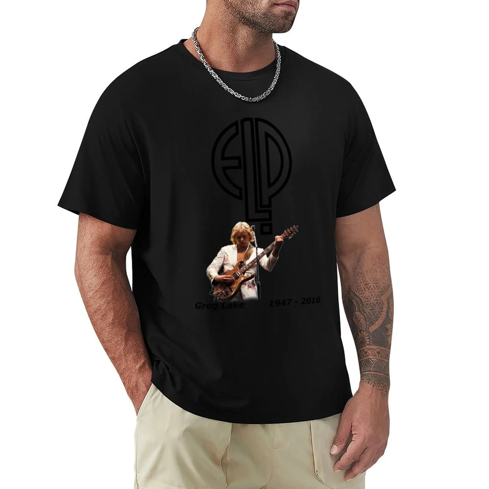 

Greg Lake - Emerson Lake and Palmer Tribute Classic T-Shirt Casual Soft Cotton Short Sleeve Tee