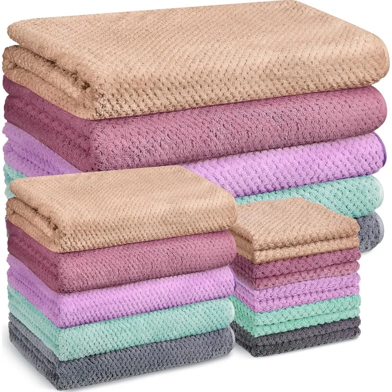 

20 Pcs Coral Velvet Absorbent Bath Towels and Washcloths Set for Bathroom Included 5 Bath Sheets