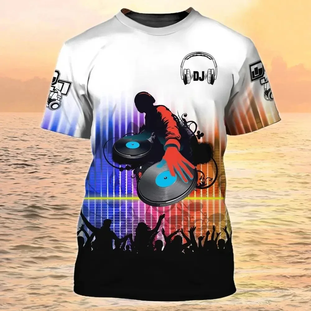 Hip-Hop DJ Print Mens T-shirt Summer Fashion Clothing Casual Short Sleeve T-shirt for Cool Men Tops Tees Clothes Racing suit