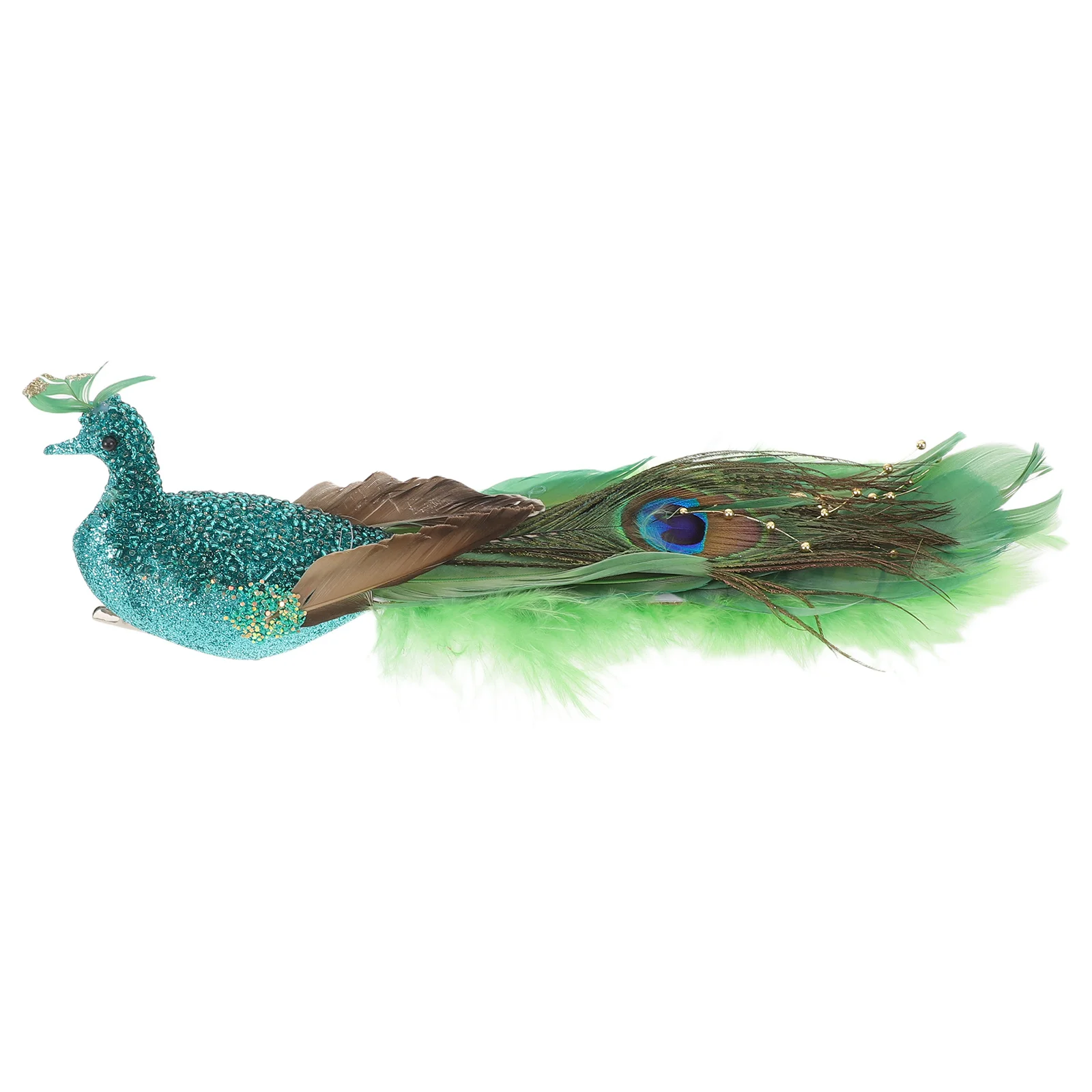 

Artificial Peacock Hanging Ornament Realistic Simulation Bird Glitter Decorative Xmas Tree Holiday Home Accent