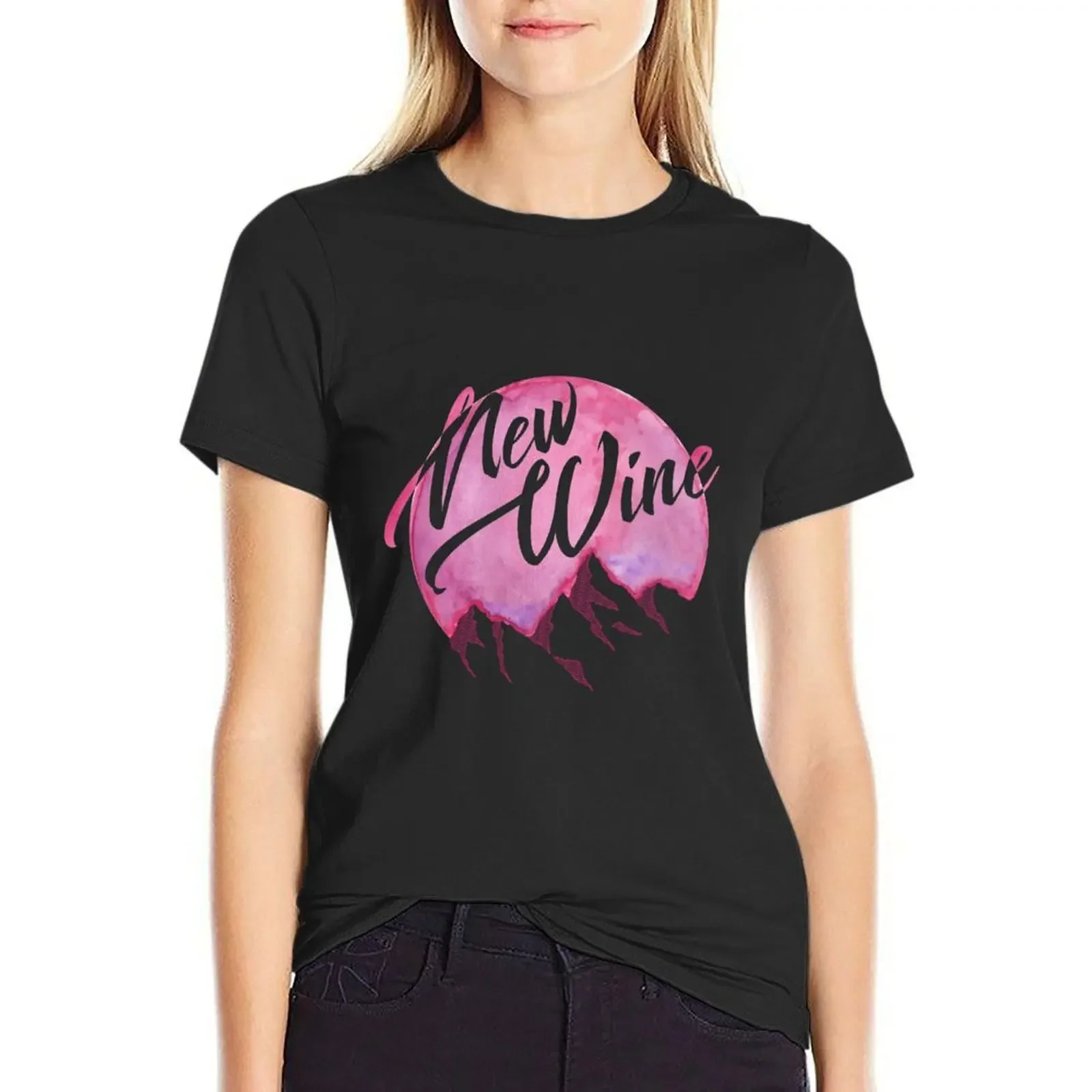 

New Wine T-Shirt Short sleeve tee customs design your own plain anime clothes white t-shirts for Women