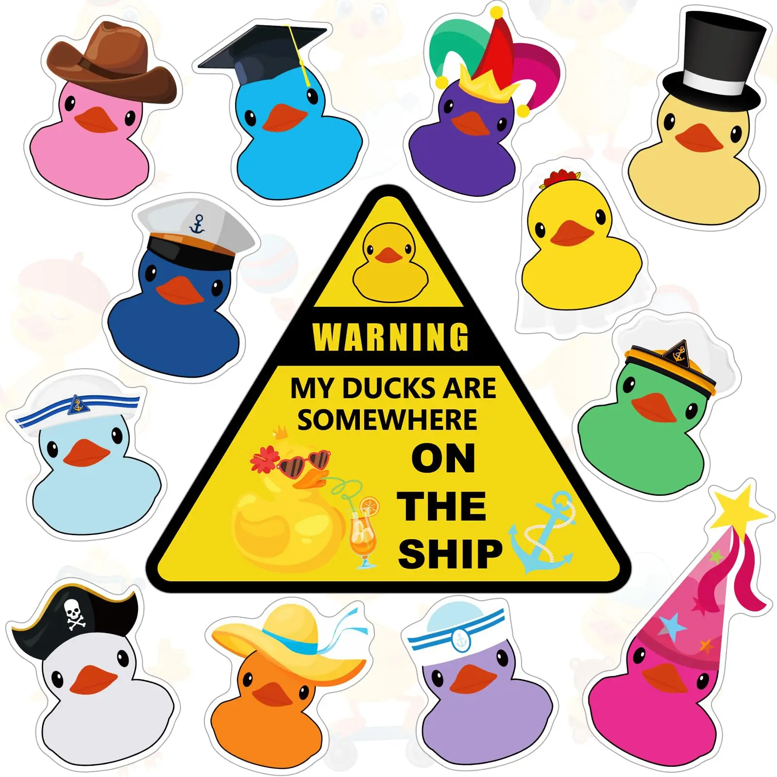 

13 Pieces Duck Cruise Door Magnets Fun Theme Duck Cruise Door Decorations Magnetic Stickers Refrigerator Car Carnival