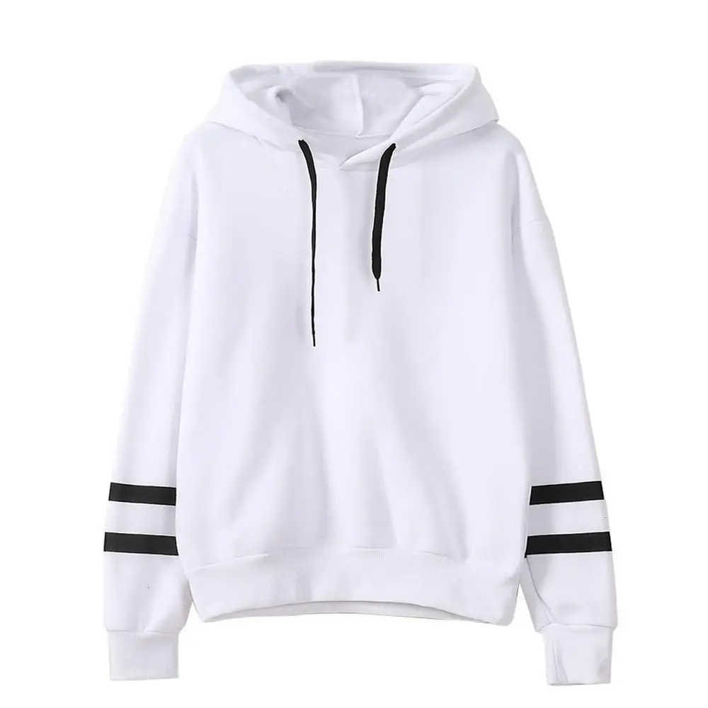 Double Bar Blank Hoodie-Sweatshirt für Damen, lang, Sve Street Sle, Polyester, Frühlingsfaion, lässig, bequeme Passform