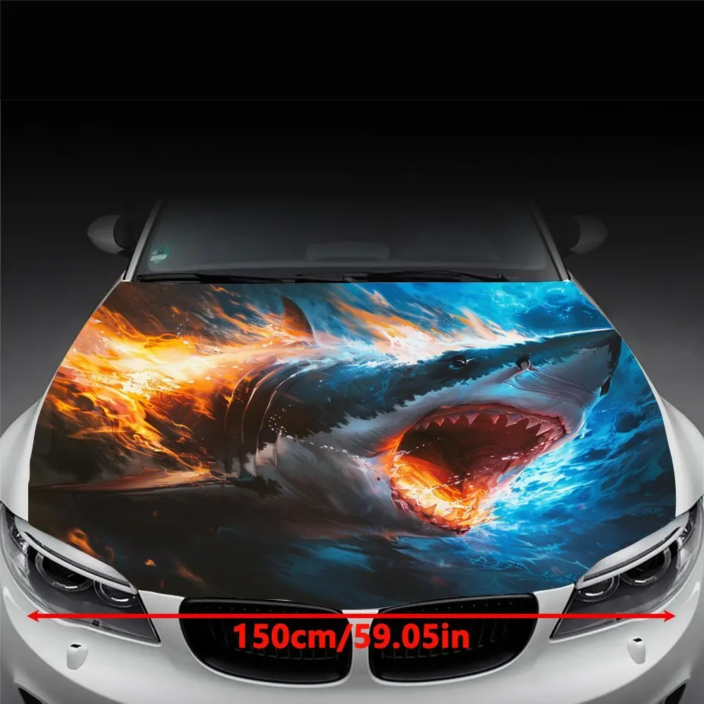 Burning Ocean Master: أغطية فينيل لسيارة Flame Shark، رسومات غطاء محرك السيارة من الفينيل، أنماط شارات الفينيل