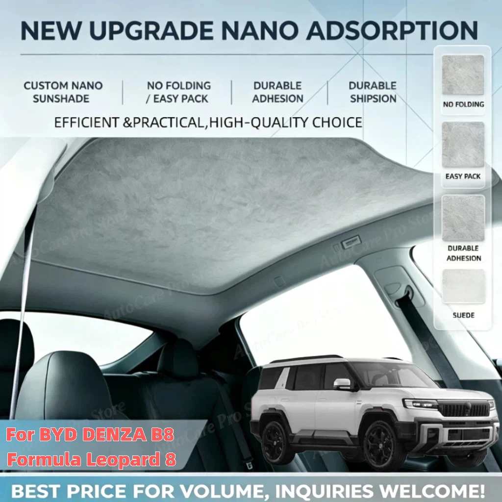 For BYD DENZA B8 Formula Leopard 8 Car Suede Fabric Anti-uv Electrostatic Adsorption Sunroof Sunshade Heat Insulation Skylight