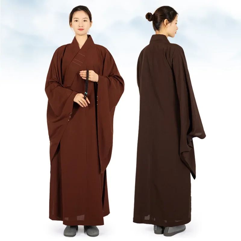 Traditional Chinese Robe Linen Monks Long Gown for Buddhism Haiqing Adults Meditation Clothes Buddhist Monk Clothing