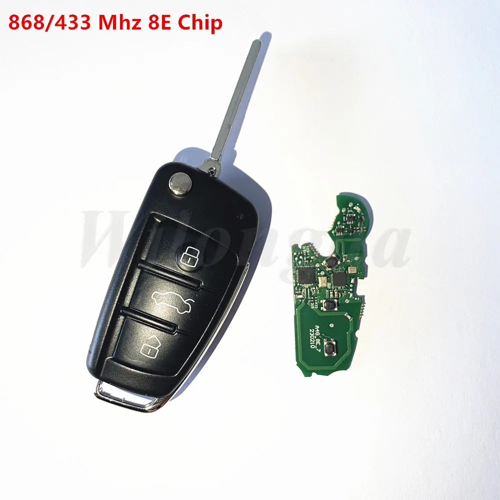 

Без логотипа 868/433 МГц 8E Chip Auto Flip Key Автомобильный ключ дистанционного управления для Audi Q7 2007 2008 2009 2010 2011 2012 PN 8E0837220AF