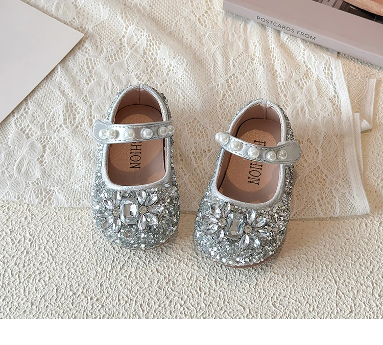 Kleinkind-Laufschuhe mit Glänzenden Pailletten, Baby-Prinzessinnen-Schuhe, Glitzer-Kristall 2026 Neue Mode Kinder-Lederschuhe mit Weicher Sohle – Detail 9