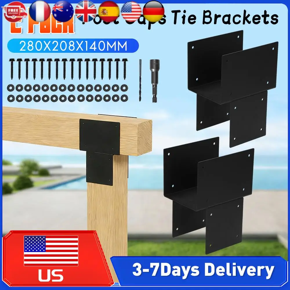 

2 Pack Heavy Duty Galvanized Steel Pergola Bracket Kit 6x6 Post Support Rust Resistant for Wood Posts Deck Patio Beams Supplies