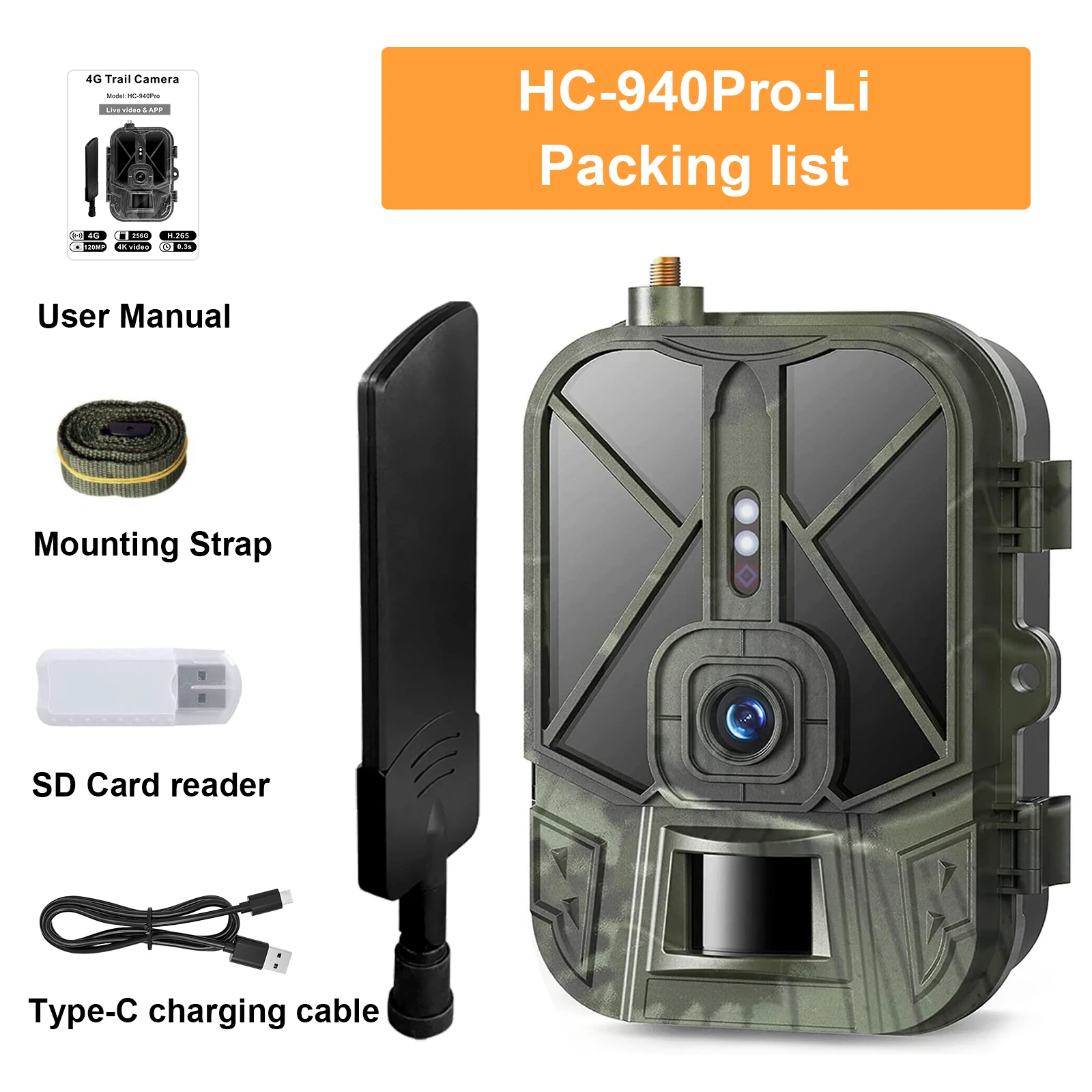 

HC-940Pro-Li 4G 4K Video 36MP Wildlife Trail Camera APP 940nm Invisible IR LEDs Night Vision Hunting camera IP65 Waterproof