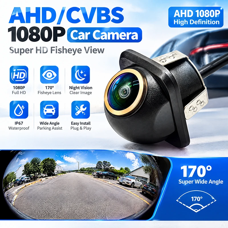 AHD CCD camera 170 fish-eye HD night vision waterproof straw hat modeling drilling reversing camera