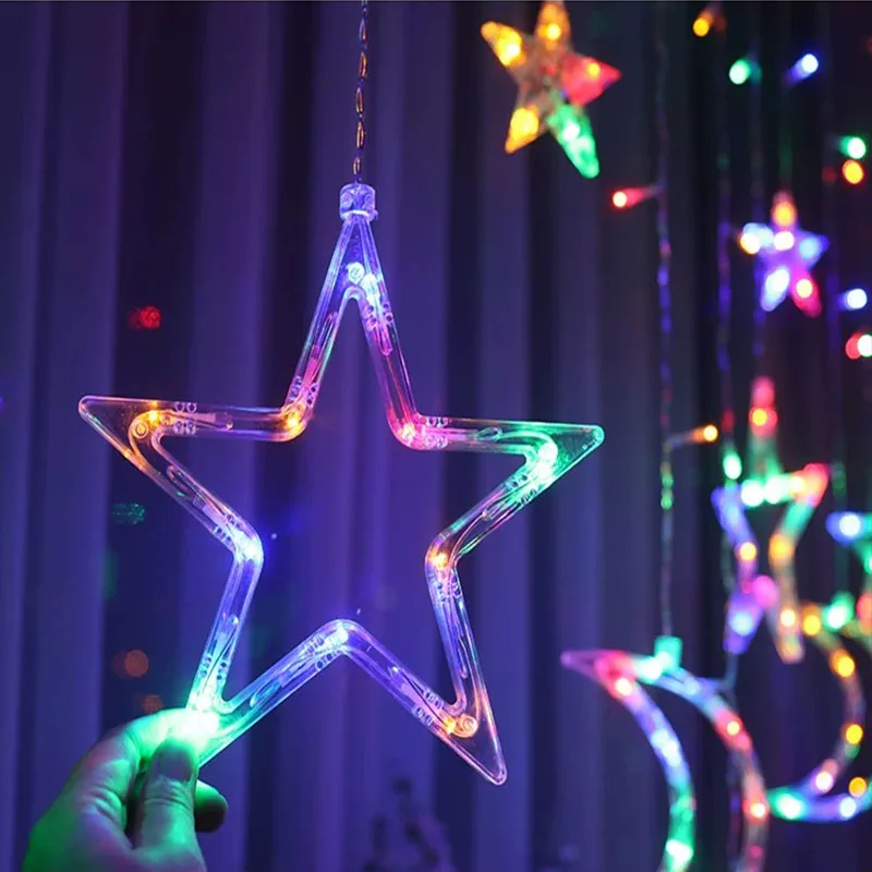 Ramadan Decorations 2024 Star Moon Led Curtain Garland String Light EID Mubarak for Home Islam Muslim Event Party Supplies Decor