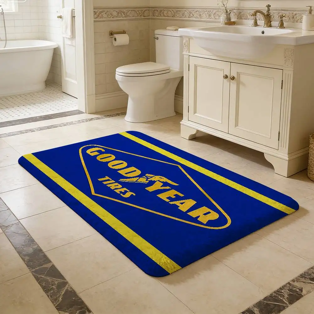 Good Year Tires Car Door Mat Washable Non-Slip Living Room Sofa Chairs Area Mat Kitchen Bedside Area Rugs