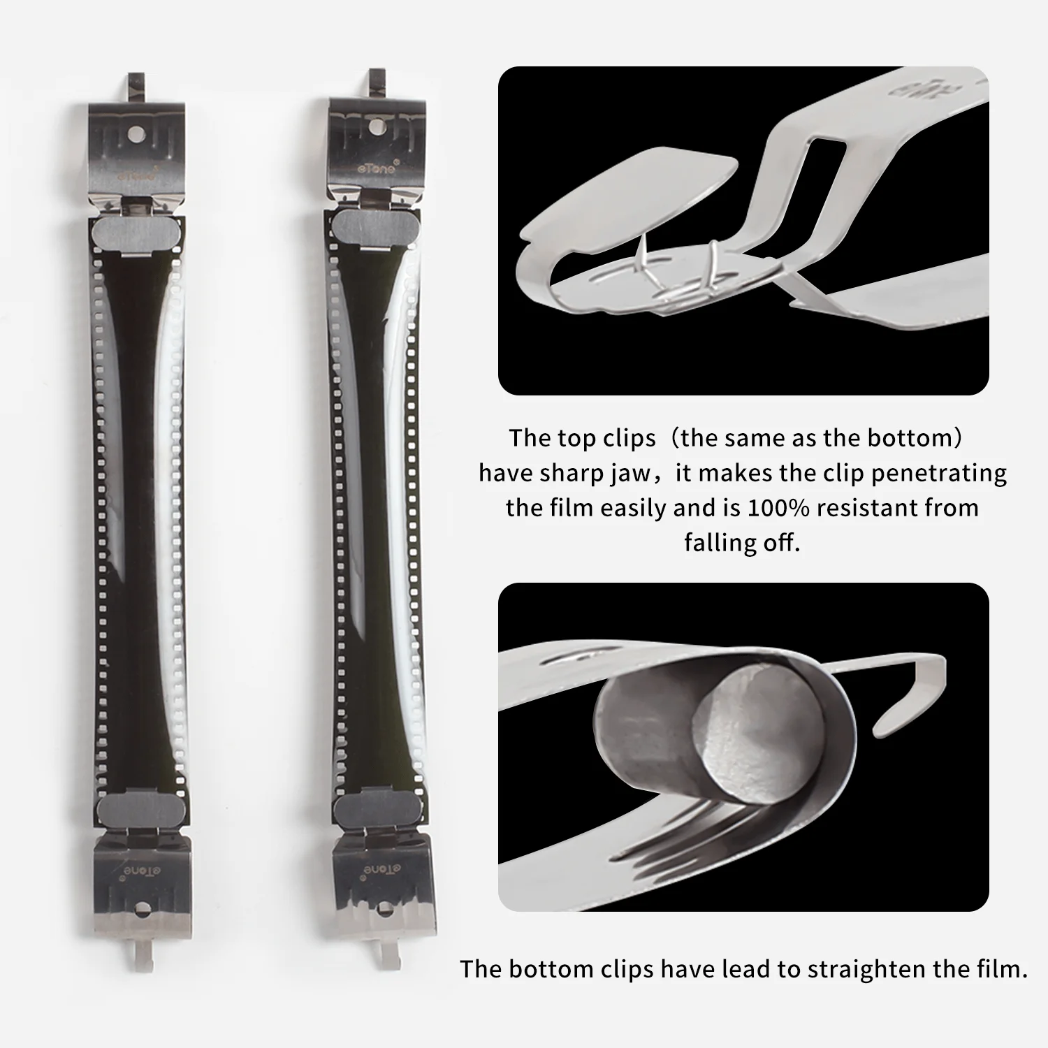2 sztuk 120 135 35mm negatyw stronę filmu klipsy ze stali nierdzewnej z prowadzą bezpośrednio do filmu do wyschnięcia na powietrzu ciemni sprzęt do przetwarzania